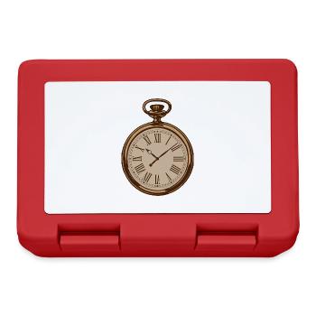 Vintage Antike Uhr - Brotdose - Rot - Vorne