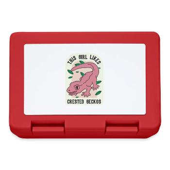 Girl Likes Geckos Cute Lizard Exotic Animal - Lunchbox - red - Front