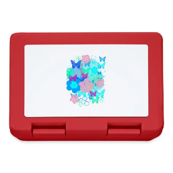 Butterfly, Flowers, Collage,Painting,Graffiti, - Lunchbox - red - Front