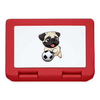 Pug in football fever: star on the pitch - Lunchbox - red - Front
