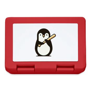 Süßer Pinguin Baseball Comic - Brotdose - Rot - Vorne