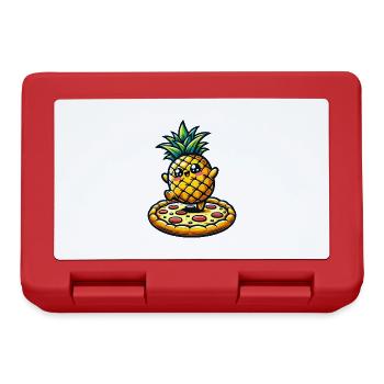Ananas kawaii dansant sur une pizza - Boîte à goûter - rouge - Devant