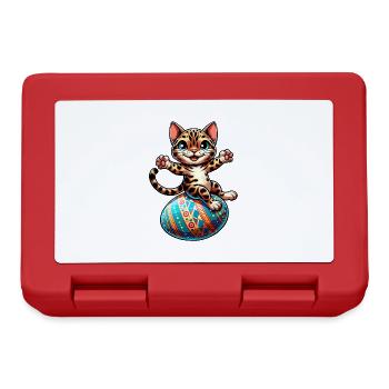 Bengalkatze Tanzendes Osterei - Brotdose - Rot - Vorne