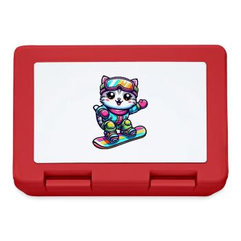 Chat Snowboard Snowboarder Mignon - Boîte à goûter - rouge - Devant