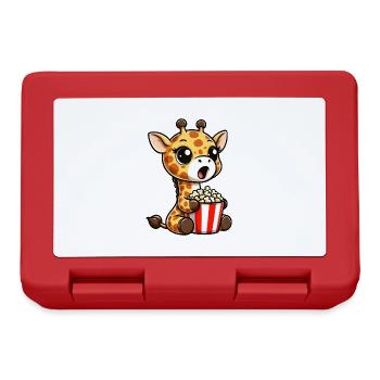 Eine Süße Giraffe isst Popcorn - Brotdose - Rot - Vorne