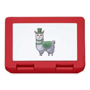 St. Patricks Day Süßes Lama Cartoon - Brotdose - Rot - Vorne