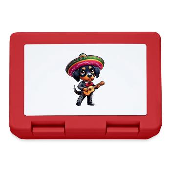 Dobermann als Mariachi Gitarrist Cinco de Mayo - Brotdose - Rot - Vorne
