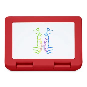 Retro Katzen minimalistisch Katze Vintage 80er - Brotdose - Rot - Vorne