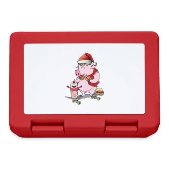 Père Noël patineur Patinage Cochon - Boîte à goûter - rouge - Devant