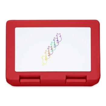 80er 90er Retro LGBT Regenbogen Katzen - Brotdose - Rot - Vorne