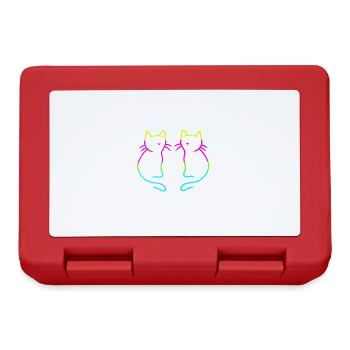 80er 90er Retro Vintage Katzen Regenbogen - Brotdose - Rot - Vorne
