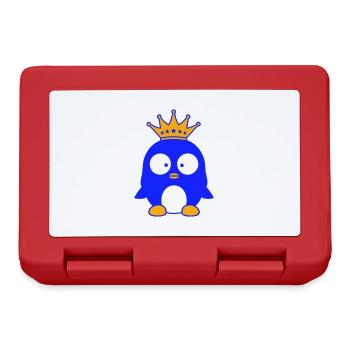 Crown Penguin King Queen Prince Princess Small - Lunchbox - red - Front