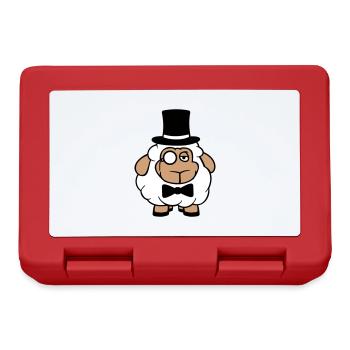 Schaf Herr Gentleman Zylinder Hut Monokel Brille - Brotdose - Rot - Vorne