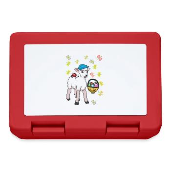 80s Easter Sheep Sheep Easter Eggs Lamb Kids - Lunchbox - red - Front