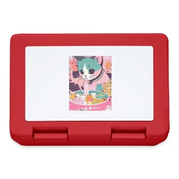 Katze ,Japan ,Kawaii,anime,ramen,katzen - Brotdose - Rot - Vorne