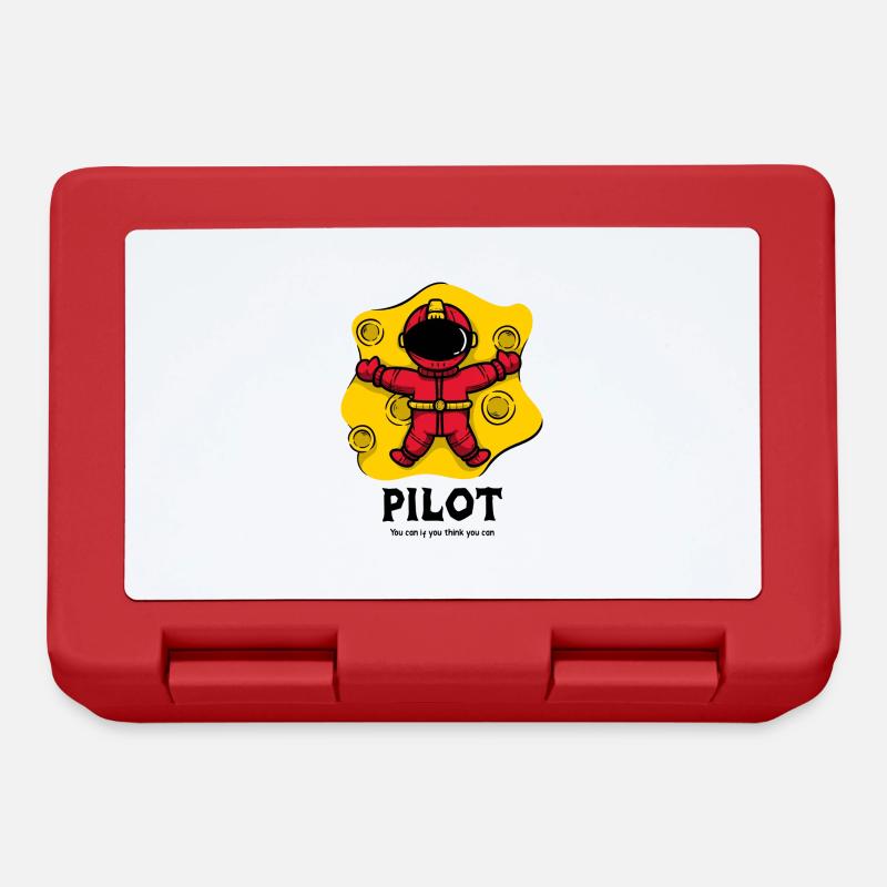 Pilot, Cartoon Spaceman - Brotdose - Rot