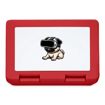 hund mops vr virtual reality gamer zocker - Brotdose - Rot - Vorne