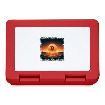 Bitcoin Logo Wüsten Sonnenaufgang Digital - Brotdose - Rot - Vorne
