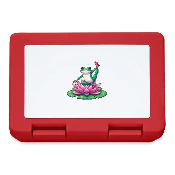 Frog Yoga Meditation with Water Lily - Lunchbox - red - Front
