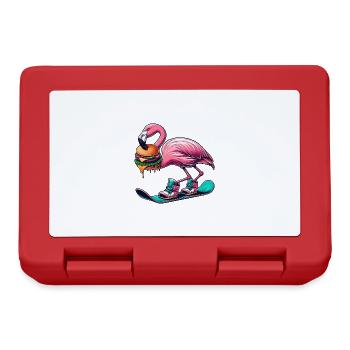Flamingo Snowboarder Fast Food Burger - Brotdose - Rot - Vorne