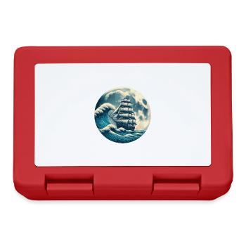 Vintage Sailboat Sailing Waves Ship - Lunchbox - red - Front