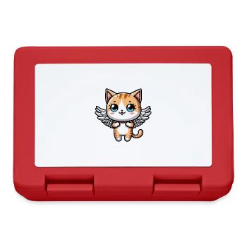 Chat de bande dessinée mignon avec des ailes d’ange - Boîte à goûter - rouge - Devant