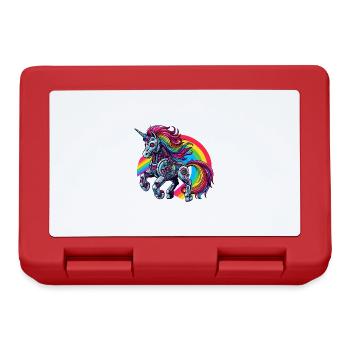 Cyborg Einhorn mit Regenbogen - Brotdose - Rot - Vorne