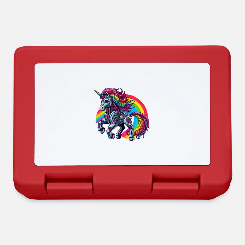Cyborg Unicorn with Rainbow - Lunchbox - red