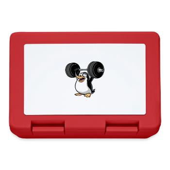 Salty Pinguin Hantel Fitness Cartoon - Brotdose - Rot - Vorne