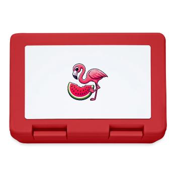 Flamant rose mignon avec un style de dessin animé de pastèque - Boîte à goûter - rouge - Devant