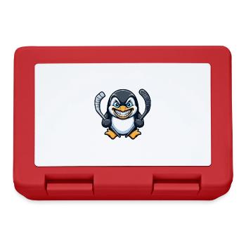 Cooler Pinguin Eishockey Spieler - Brotdose - Rot - Vorne