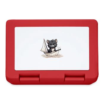 Chat mignon sur un dériveur - Boîte à goûter - rouge - Devant