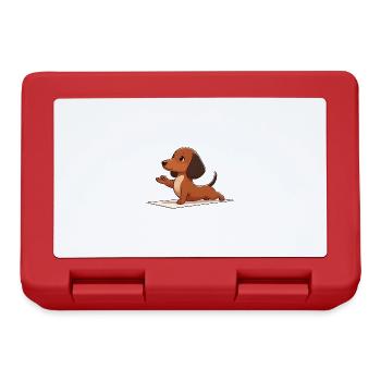 Dachshund Dog Yoga Fitness Workout - Lunchbox - red - Front