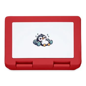 Pingouin, Haltère, Entraînement, Entraînement, Épuisé, Drôle - Boîte à goûter - rouge - Devant