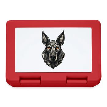 Doberman Hund Portrait - Brotdose - Rot - Vorne