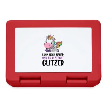 Noch näher es klatscht Glitzer Einhorn Geschenk - Brotdose - Rot - Vorne