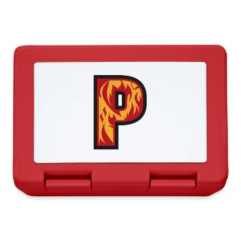 Buchstabe P mit Flammen - Buchstabe mit Feuer 🔥 - Brotdose - Rot - Vorne