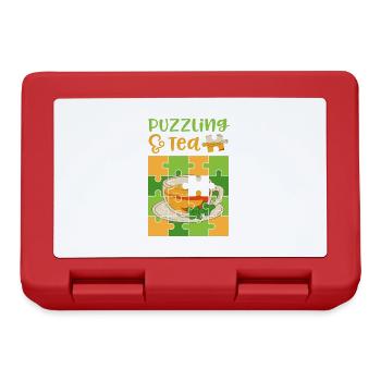 Tea and Puzzles Funny Saying Jigsaw Puzzling - Lunchbox - red - Front
