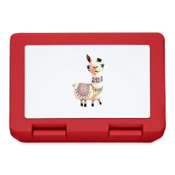 Lama,alpaka, Illustration, Comic - Brotdose - Rot - Vorne