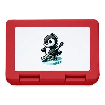 Joueur de hockey sur glace pingouin avec rondelle et - Boîte à goûter - rouge - Devant