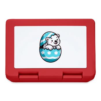 Cartoon Polar Bear Easter Egg Hatching - Lunchbox - red - Front