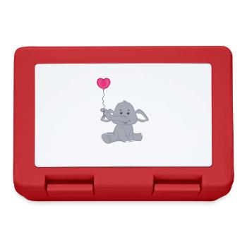Baby Elefant mit Herz Luftbalon - Brotdose - Rot - Vorne