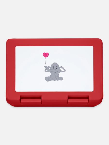 Bébé éléphant avec montgolfière coeur - Boîte à goûter - rouge