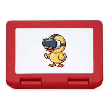 Ente Erpel VR Virtual Reality Gamer Zocker Süß - Brotdose - Rot - Vorne