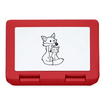 2 Foxes Mother Red Fox Little Child Father Mom - Lunchbox - red - Front