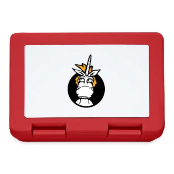 Unicorn Silly Funny Funny Funny Hole Cartoon - Lunchbox - red - Front