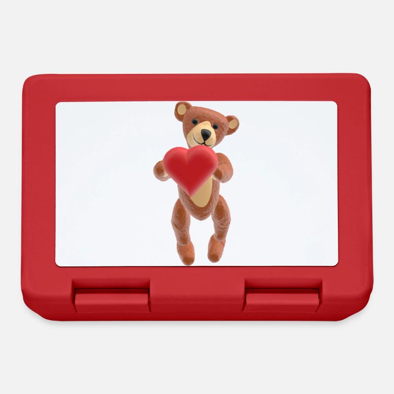 Valentine-Teddy mit Herz (3D-Optik) - Brotdose - Rot