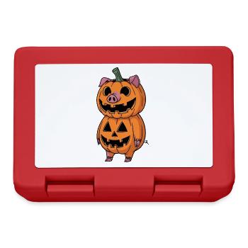 Halloween Cochon Citrouille Bande Dessinée Costume Drôle - Boîte à goûter - rouge - Devant