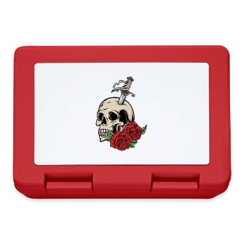 Skull Rose cooles Vintage Motiv - Brotdose - Rot - Vorne