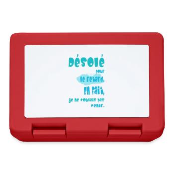 Désolé pour le retard - excuse humoristique - Boîte à goûter - rouge - Devant